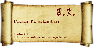 Bacsa Konstantin névjegykártya